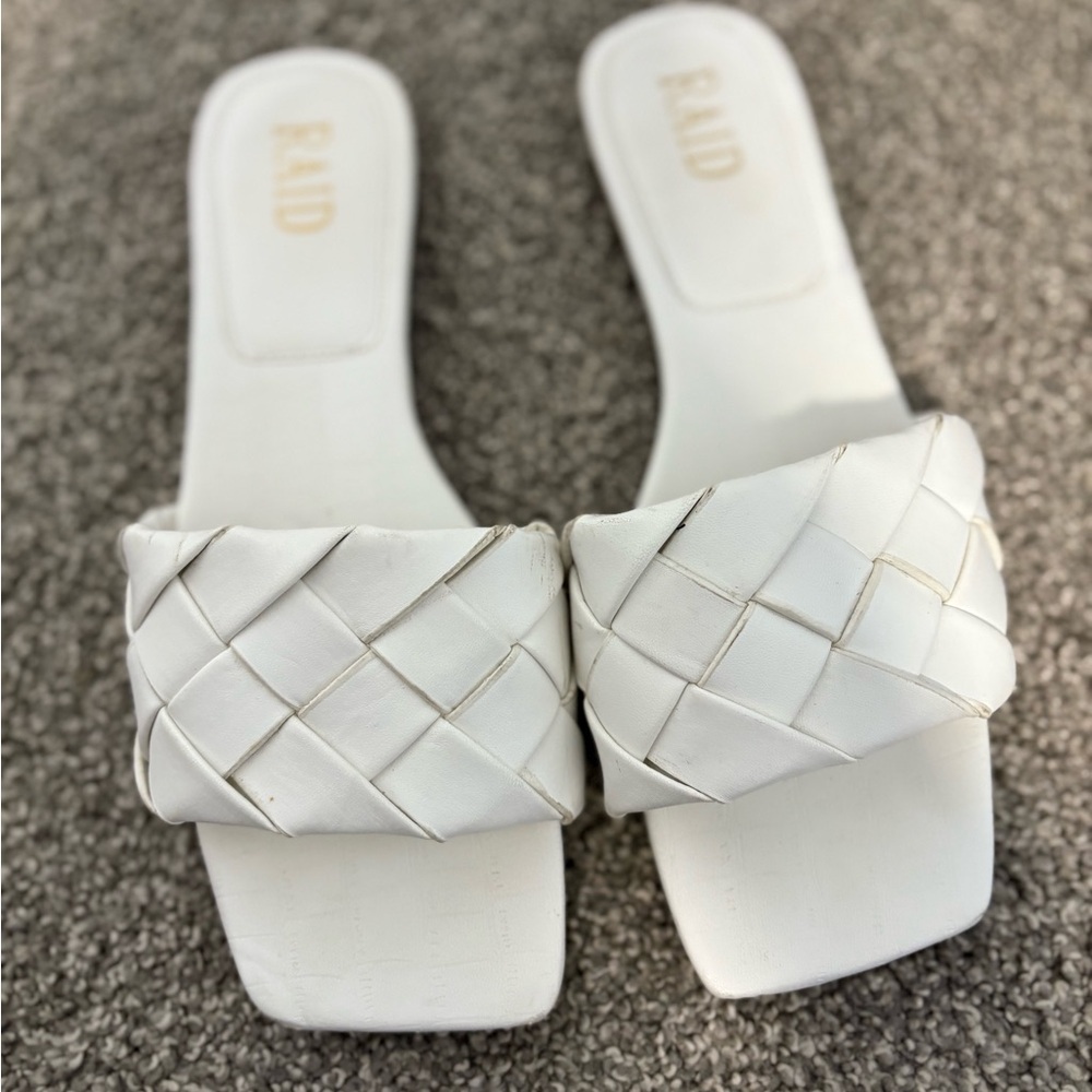 Raid White Quilted Braided Summer Sandals‎ Size 6